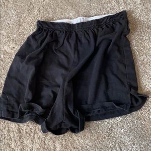 Black cotton shorts with elastic waistband